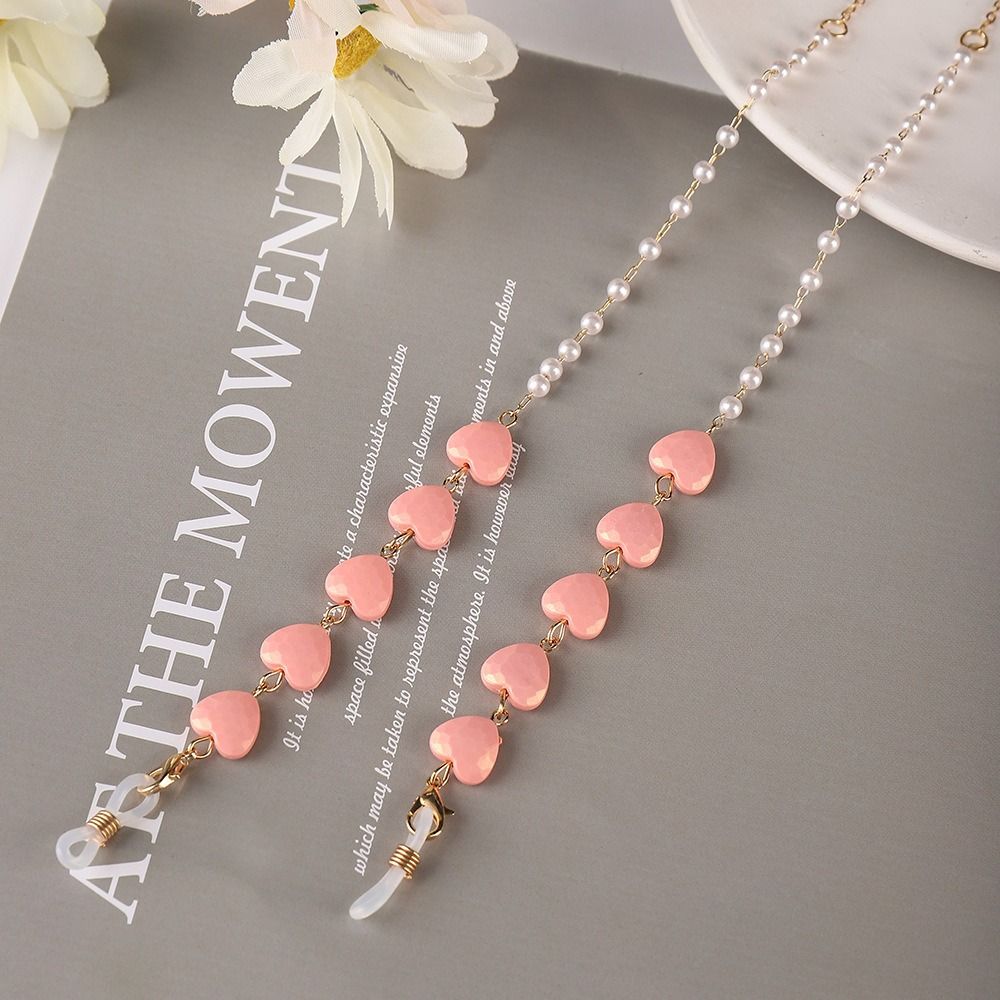 Heart Shape Imitation Pearl Eyeglasses Lanyard Glasses Chain Beaded Chain Reading Spectacles Holder Eyewear Accessories: Blue