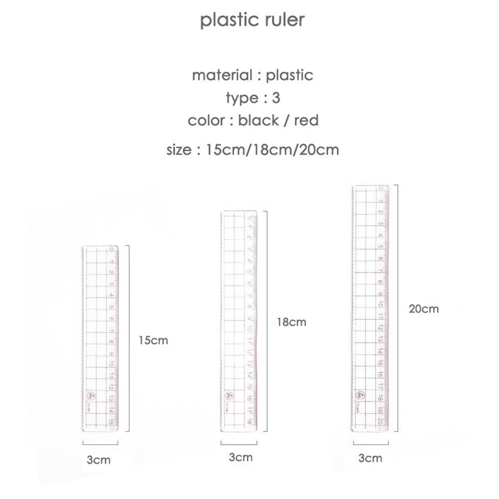 15cm 18cm 20cm transparente Simple regla reglas para acrílico aprendizaje papelería oficina de dibujo Suministros 1 Uds