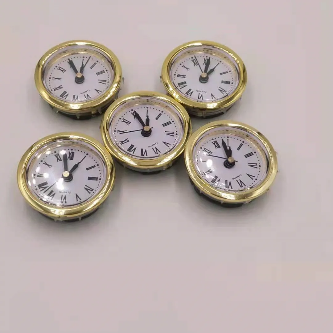 5 Stück Goldrand durchmesser 50mm Einsatz Quarzuhr für eingebauten Einsatz Uhren kopf DIY Schreibtisch uhr
