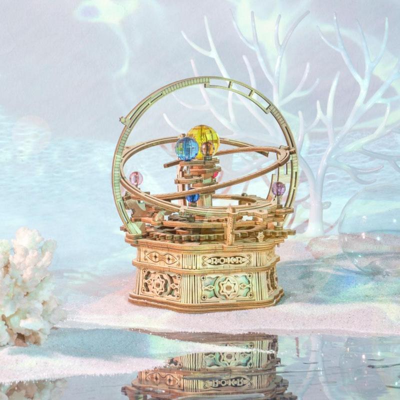 Music Box Handcraft Table Top Ornaments Music Assembled Box Box Music Model Mechanical DIY Wooden K0U9
