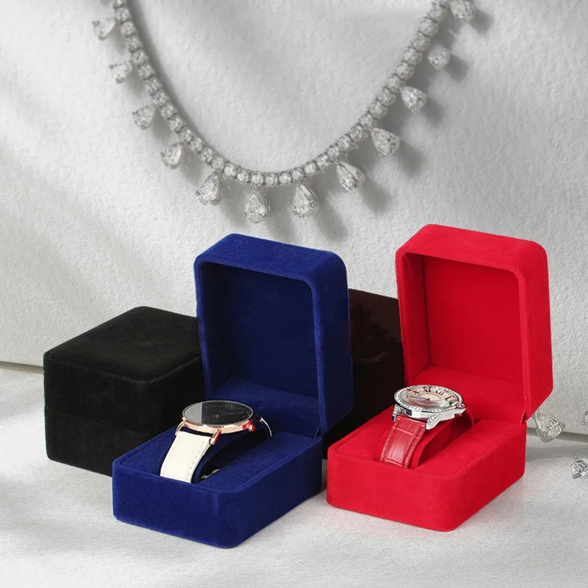 Flanell Uhr Verpackung Boxen Fall Display Halter Armband Schmuck Lagerung Organizer Für Frau Mann