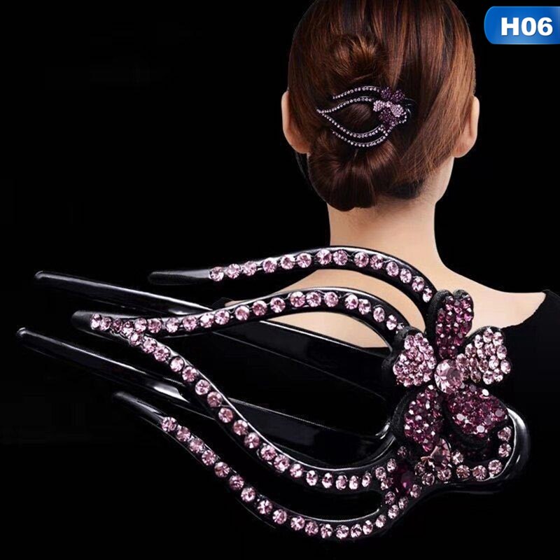 1Pc Rhinestone Flower Duckbill Hair Claws Hair Clips For Women Hairpin Ponytail Headwear Hair Styling Tools Accessories: H06