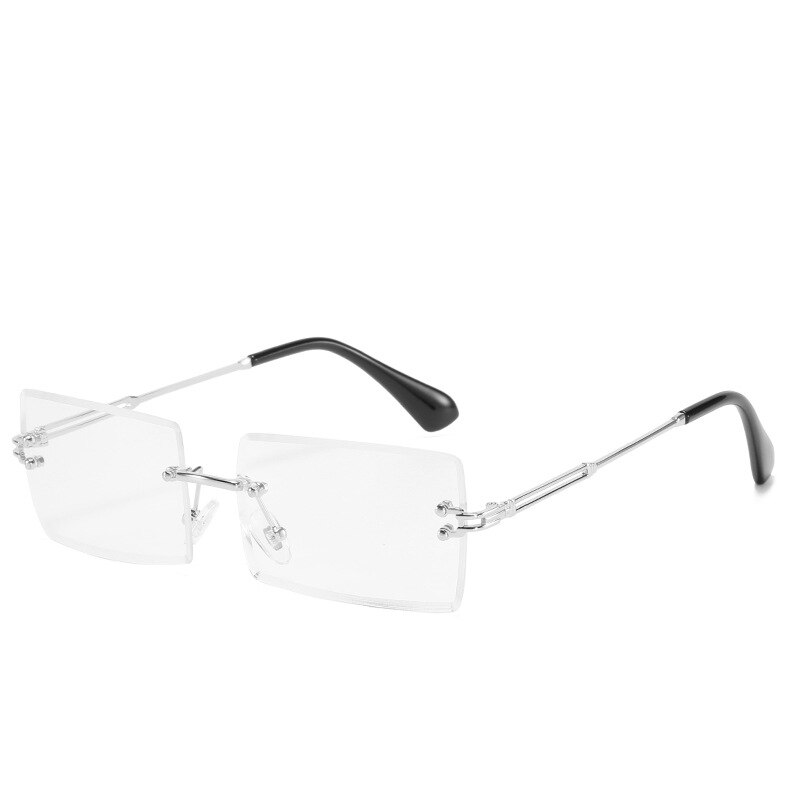 seemfy Square Anti-blue Light Glasses Metal Frame Retro And Personality Eyeglasses Frames Clear Lenses 0 Degree Plain Spectacles: Silver