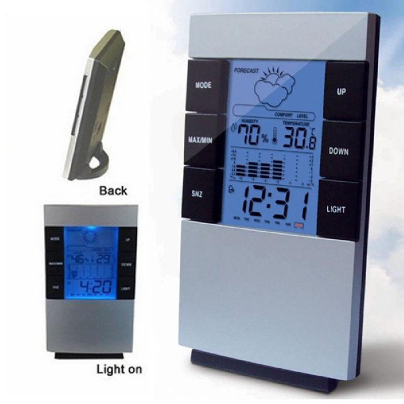 Mejor LCD medidor de temperatura de humedad higrómetro habitación interior termómetro reloj