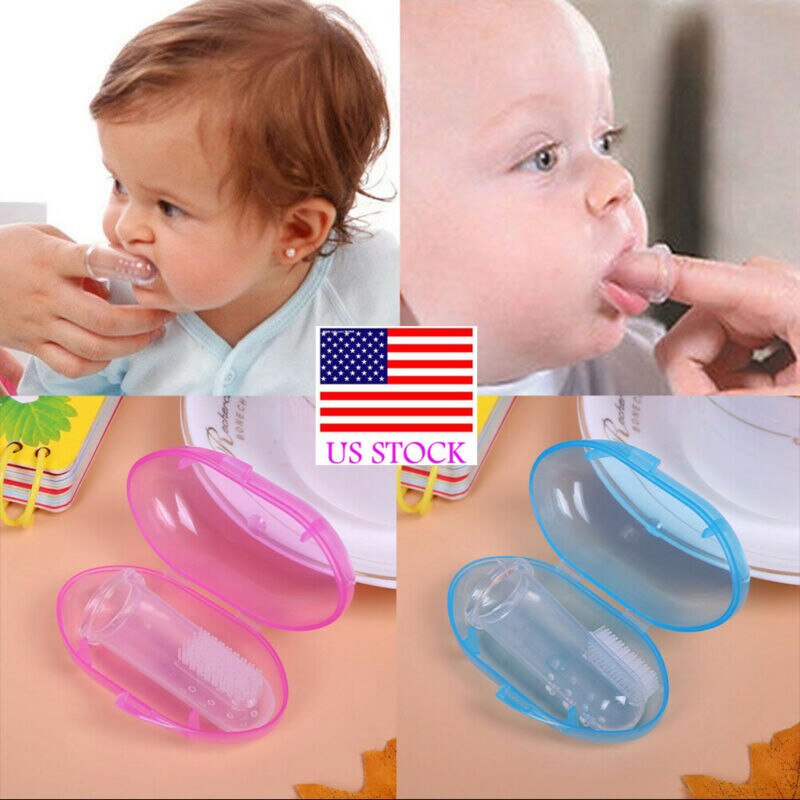 accesorios para bebé recién nacido Niño bebé conveniente cepillo de dientes portátil duradero con funda 1 piezas Juego de cepillo de dientes de tren de dedo