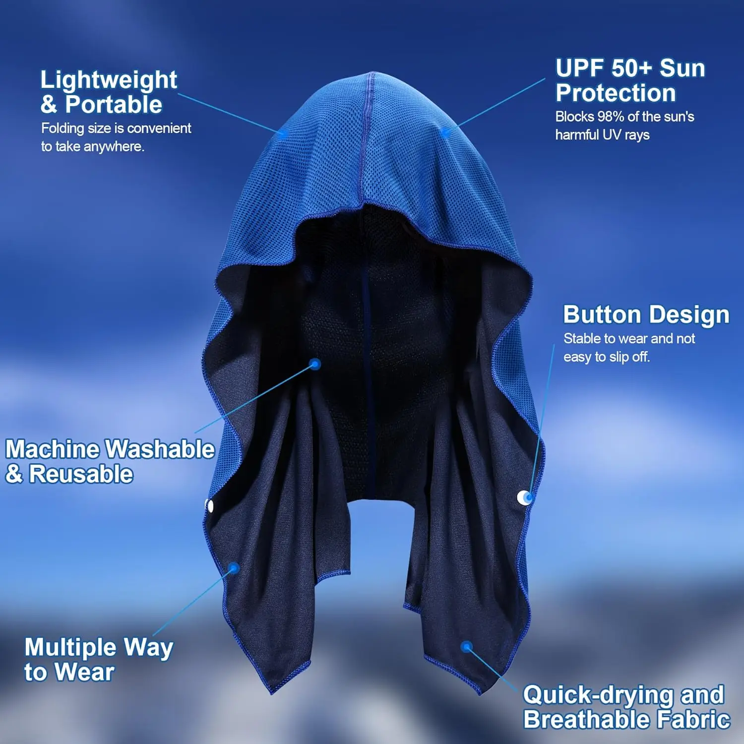 Zomerkoeling Hoodie Handdoek Zweet-Absorberende Koele Anti-Uv Fietsen Zachte Koude Detectie Sneldrogende Sjaal Voor Fitness Wandelen Vissen