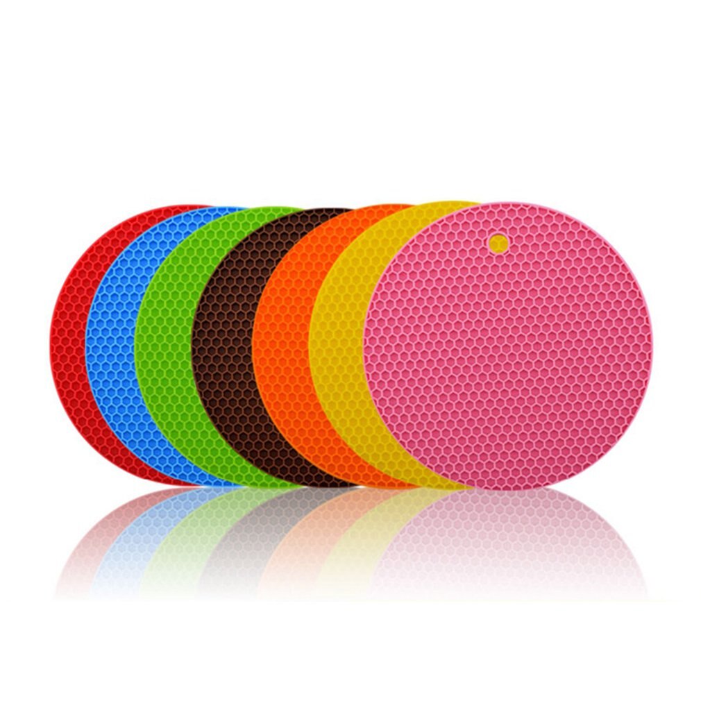 Multi-use Round Silicone Non-slip Heat Resistant Mat Hang Tableware Coaster Cushion Placemat Pot Holder