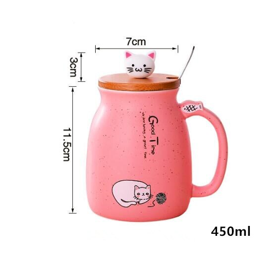 Joylove 450ml tegneserie keramik kat krus med låg og ske kaffe mælk te krus morgenmad kop drinkware nyhed