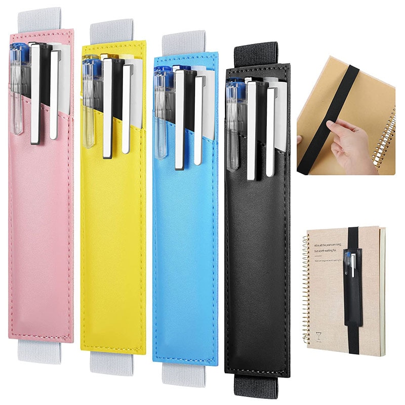 Porte-stylo réglable en cuir PU coloré, élastique, détachable, 8-1.5 pouces