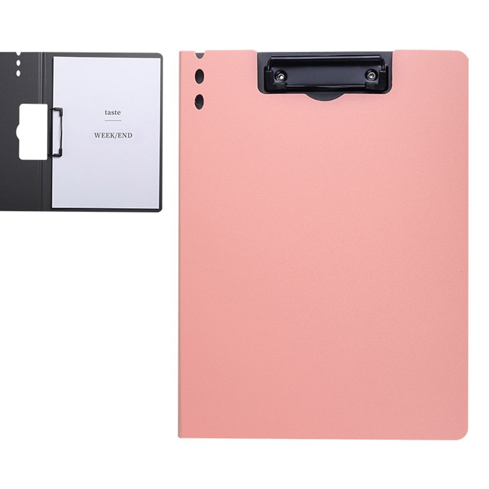 A4 escritório em casa capa protetora conferência de trabalho pp sólido pasta arquivo portátil tipo vertical organizador documento com clipe metal: Pink Orange