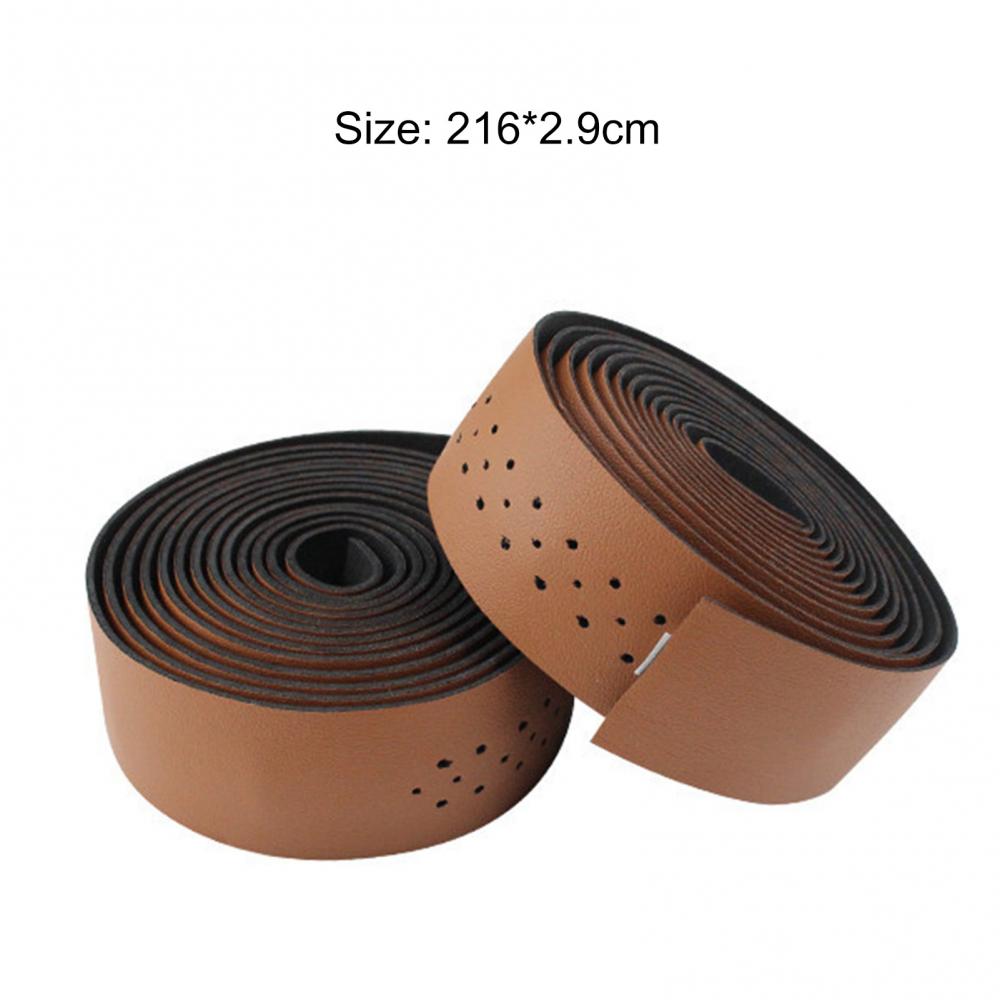 2Pcs Bike Handlebar Tapes Faux Leather Perforated Handle Straps Riding Supplies Wrap Guidoline Fixing Straps Bicycle Accessories