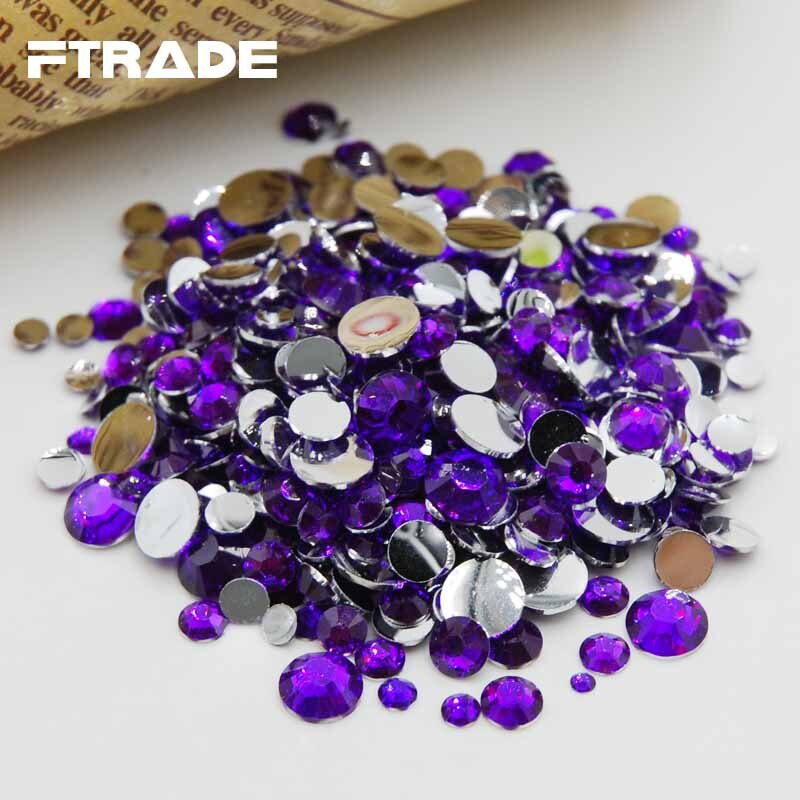 Violet Rhinestone Gemengde Maten Top Niet Hotfix Plaksteen Acryl Steentjes Voor Nail Art Decoratie Diy Nagel Mix Kralen