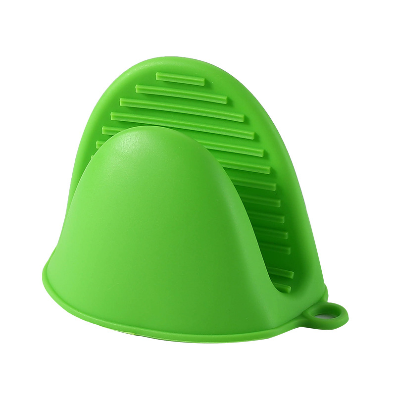 1Pc Kitchen Silicone Heat Resistant Glove Clip Microwave Heat Insulation Non-slip Handle Bowl Pot Clip Cooking Oven Glove: Green