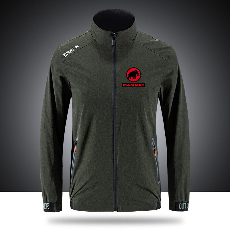 Marmot-Chaqueta de deporte delgado con logotipo de elefante para hombre, chaqueta suave y cómoda con cremallera para exteriores, estampado frontal informal, talla asiática: 2 army green / XL