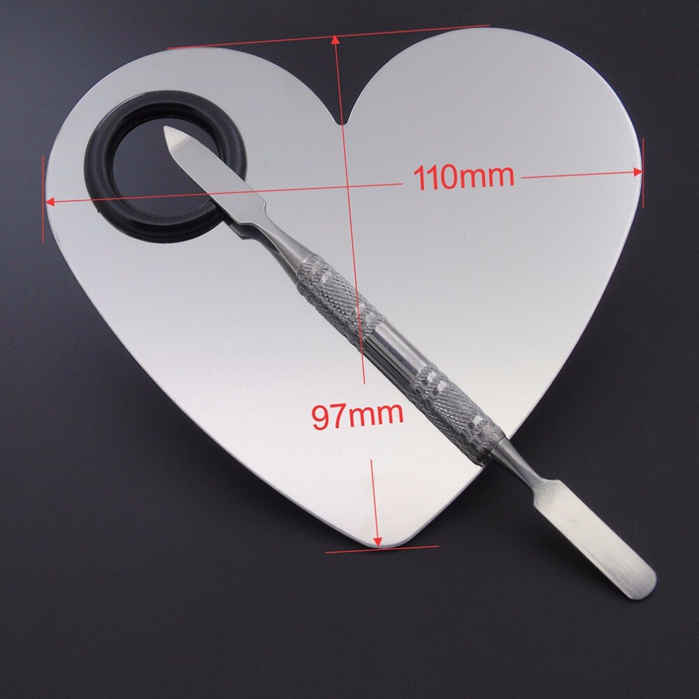 Stainless Steel Makeup Mixer Nail Art Polish Mixing Plate Foundation Eyeshadow Eye Shadow Mixing Palette Spatula Rod Tool
