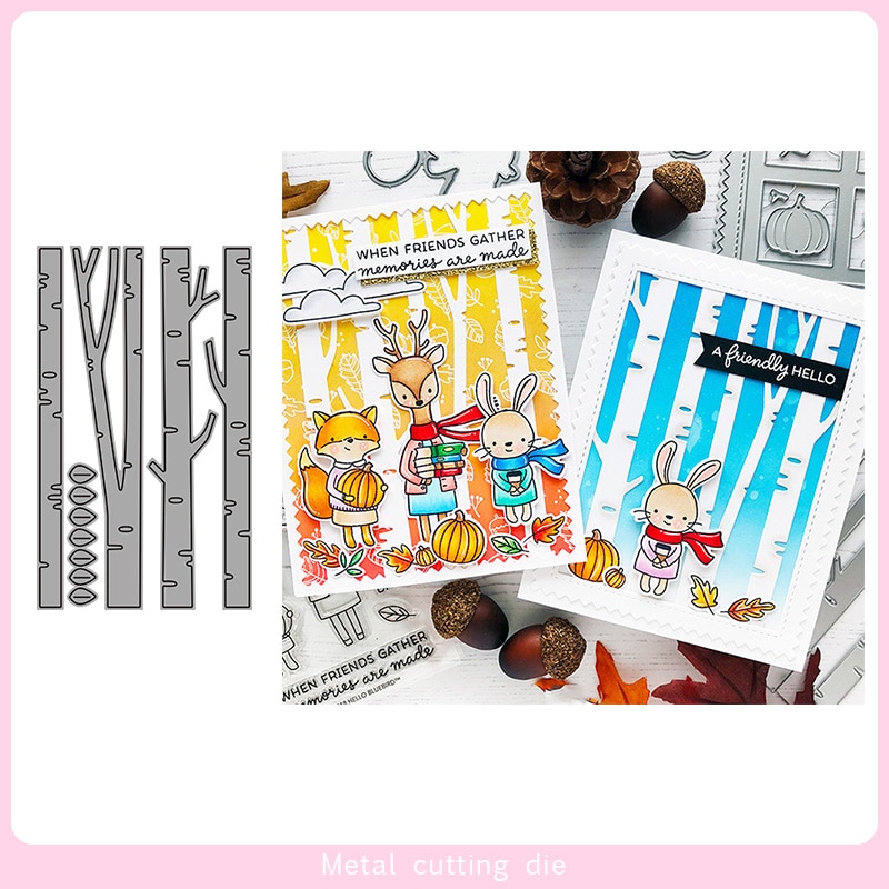 Marcos de árboles de abedul troquelados de Metal para DIY álbum de fotos decorativo en relieve tarjetas de papel manualidades troquelado
