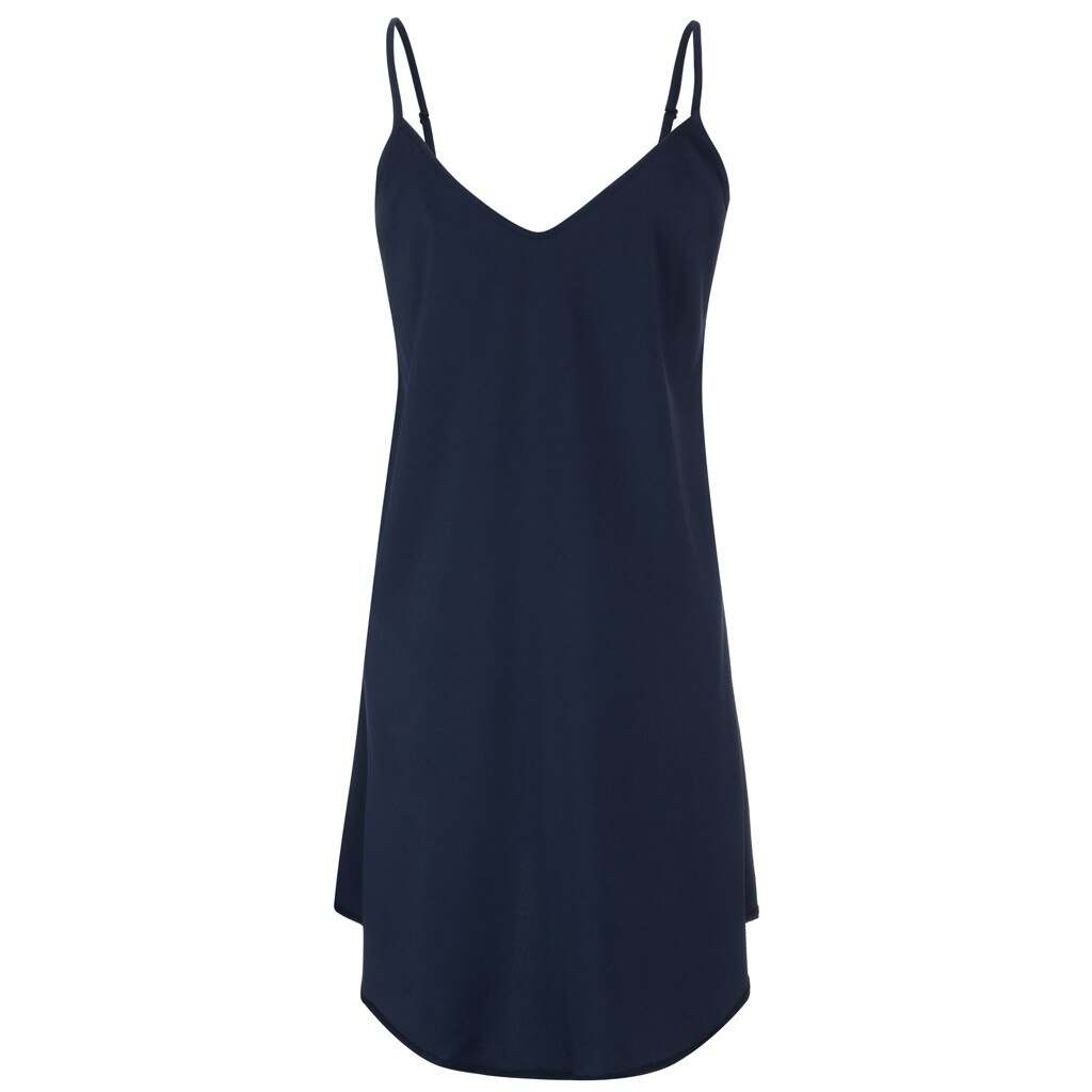 CHAMSGEND vrouwen Zomer effen kleur eenvoudige T-shirt losse casual mode elegante aan zee strand rok: Blauw / XL