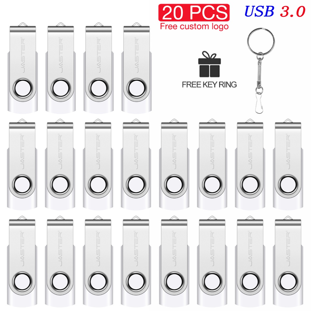 USB3.0 20 PCS Lot USB 3.0 Flash Drive 128GB Free Custom Logo Memory Stick 64GB Key Chain Pen Drive 32GB Colorful Pendrive U Disk: WHITE / 32 GB