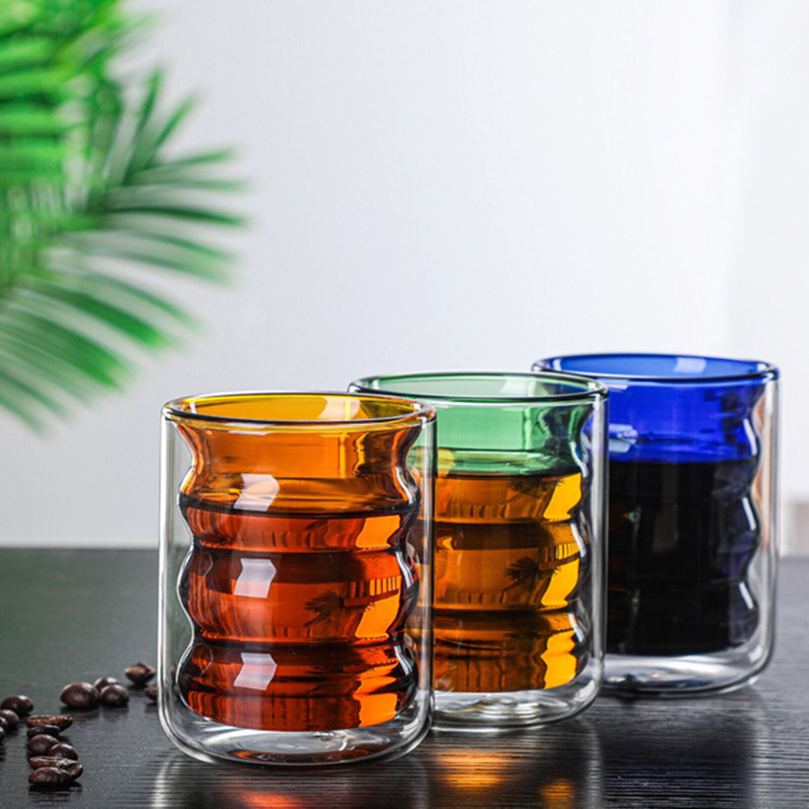 1pcs/lot Colored Hand Blown Double Wall Whey Protein Canecas Nespresso Coffee Mug Espresso Coffee Cup Thermal Glass 200ml