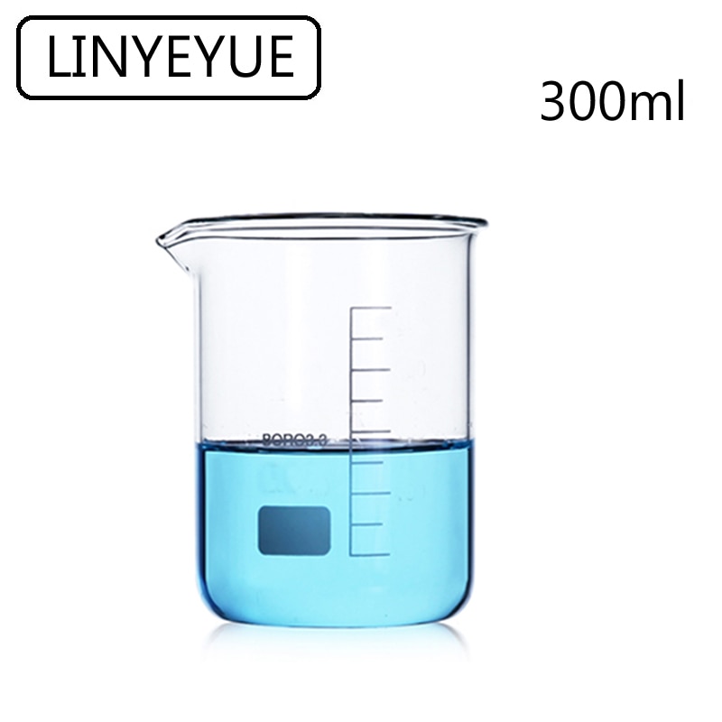 LINYEYUE 300mL Glass Beaker Borosilicate Glass Measuring Cup high temperature resistance Laboratory Chemistry Equipment