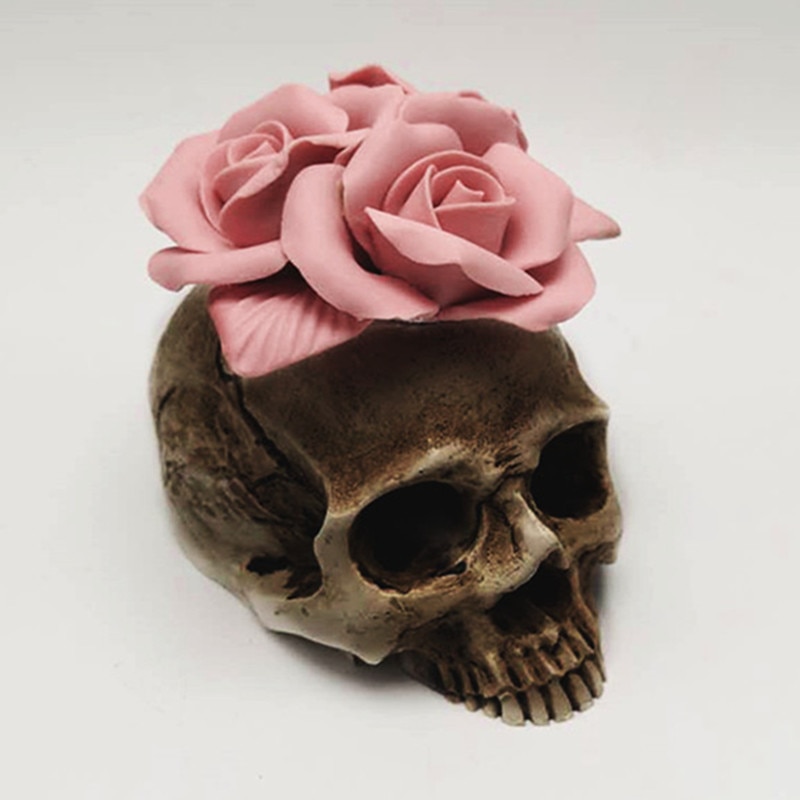 3D Rose schedel siliconen mal diy kaars gips siliconen mal Halloween decoratie gereedschappen