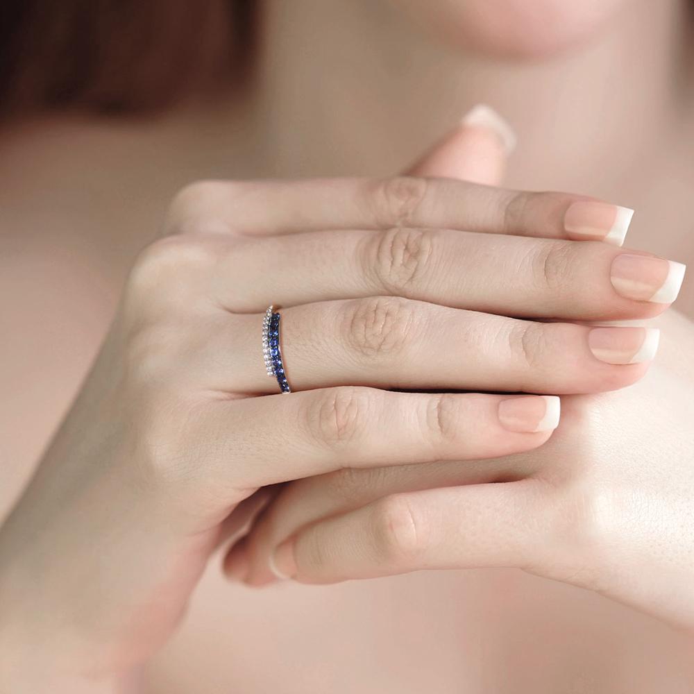 SANTUZZA Silver Ring For Women 925 Sterling Silver Round Rings for Women Cubic Zirconia Ringen Party Jewelry