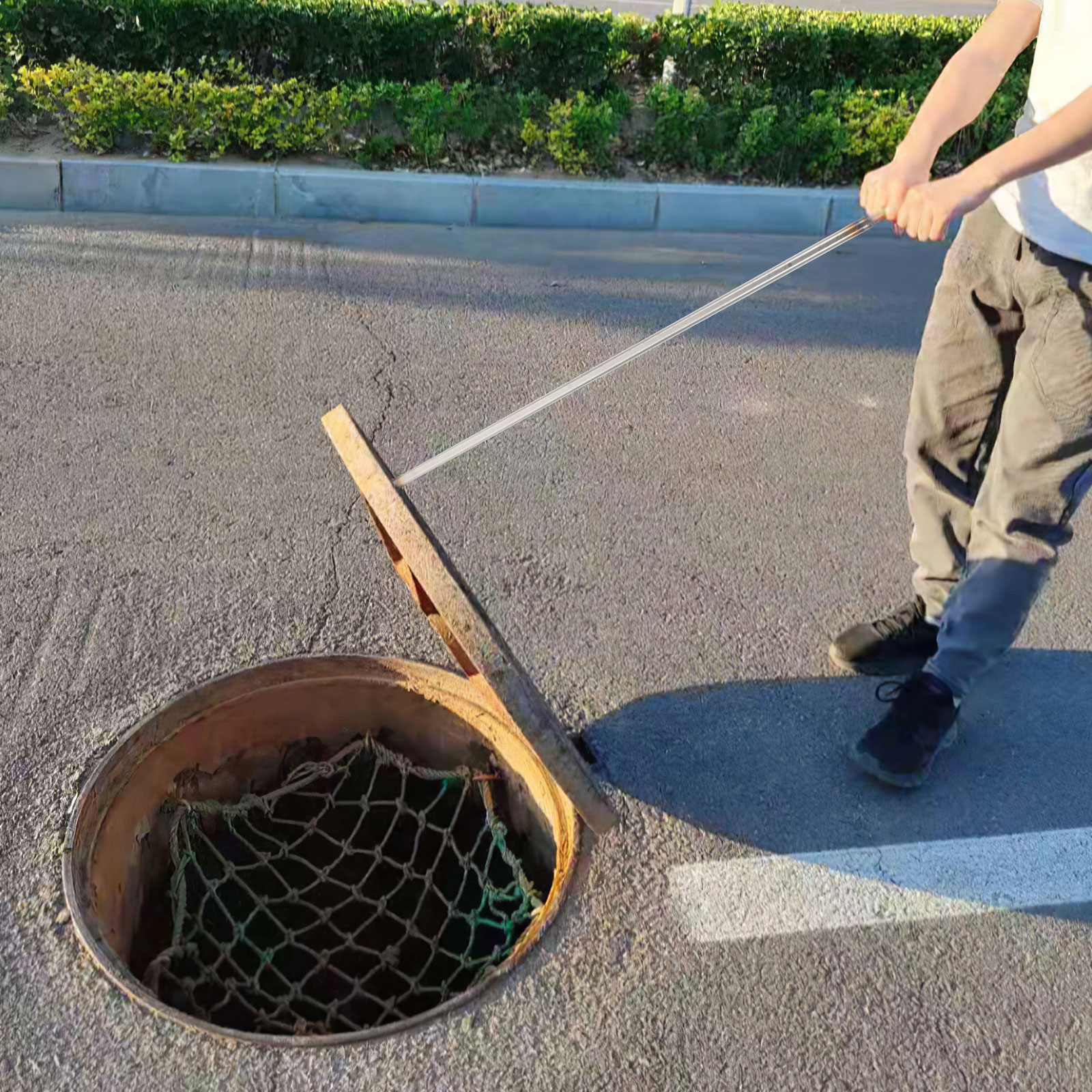 Ruostumattomasta teräksestä valmistettu vierintäoven koukku kaivonkannen nostintyökalu viemärikoukut t-muotoinen raskaaseen käyttöön kestävä mukava