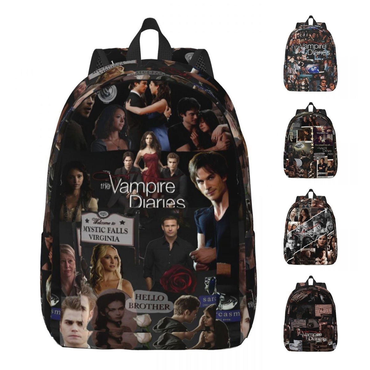 The Vampire Diaries Collage Backpack for Men Women Casual Student Business Daypack TV Series Laptop Canvas Bags Sports