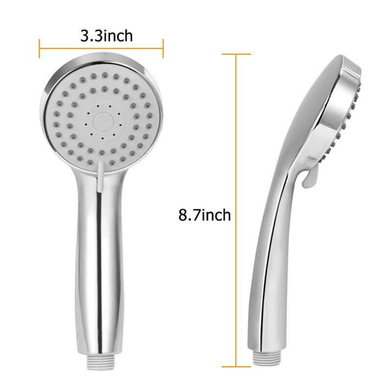 High Pressure Handheld Shower Head Chrome Finish Water Supply Pipeline Multi-functions Flow Regulator