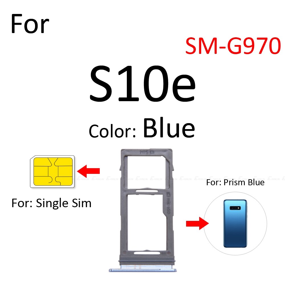 Sim Card Socket Slot Lade Reader Holder Connector Micro Sd Adapter Container Voor Samsung Galaxy S10e G970 Vervangende Onderdelen: S10e Single Blue