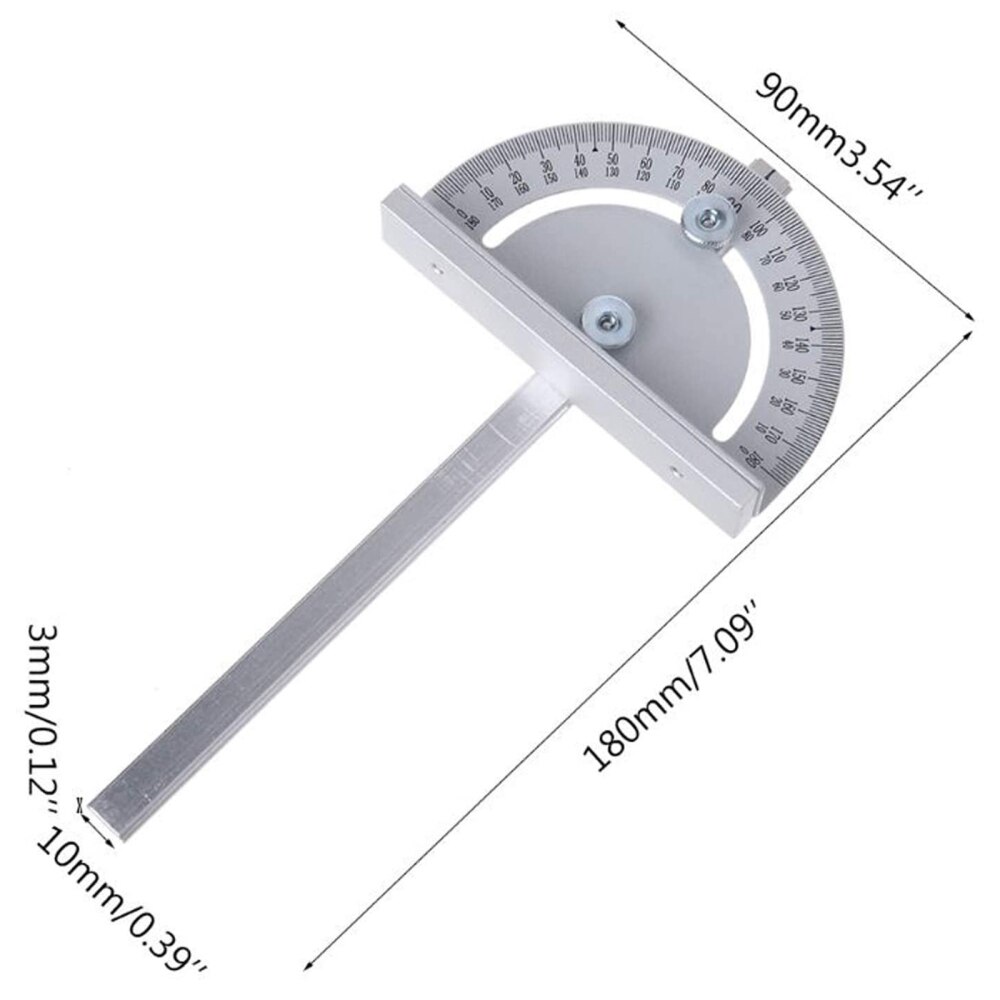 Règle de poussée d'angle de scie de Table, Mini outil de mesure, outils de travail du bois de style T, rapporteur Compact argenté de haute précision