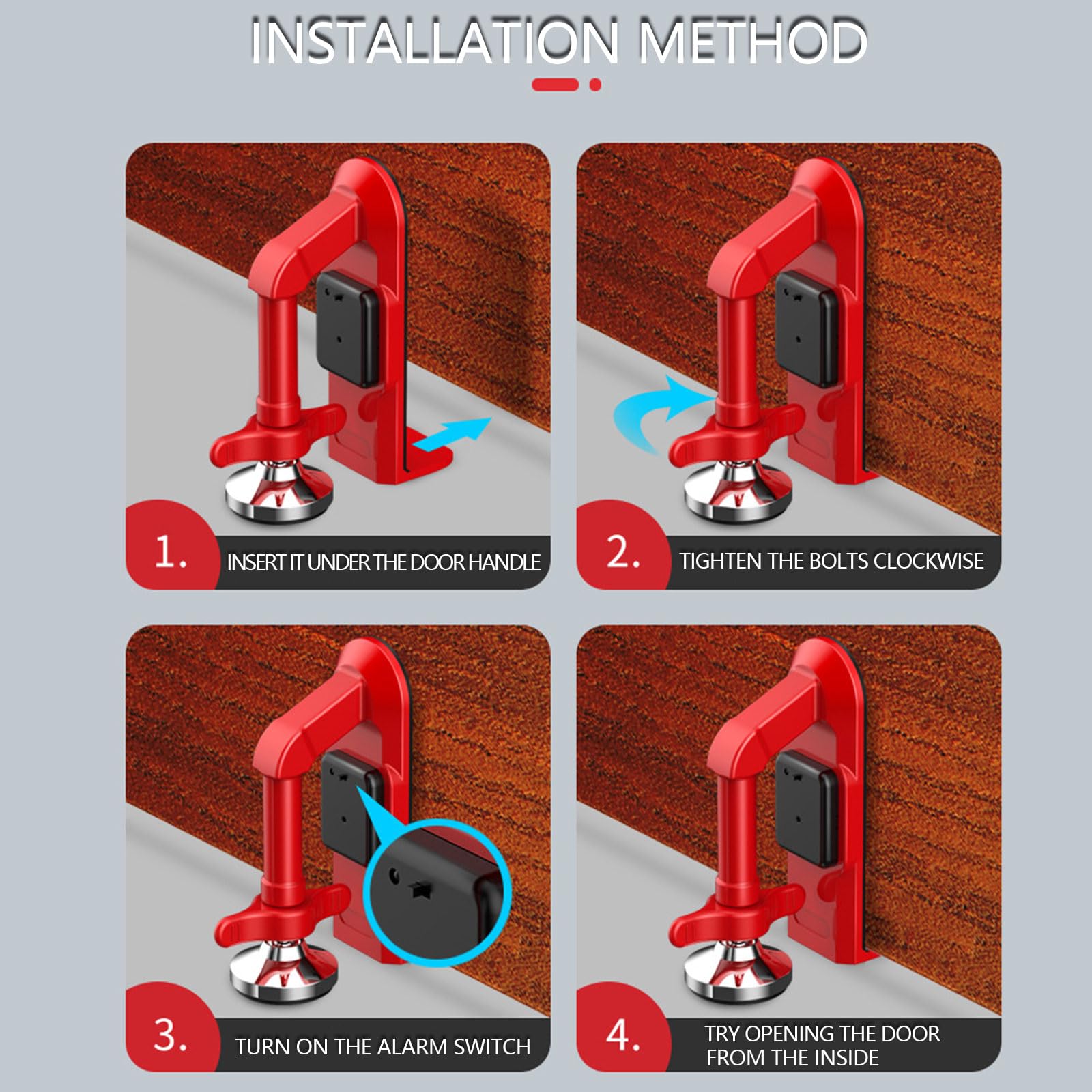 Allarme portatile Fermaporta Serratura portatile Viaggio Antifurto Blocca porta Fermaporta Allarme di sicurezza Cuneo Nessun trapano Sicurezza