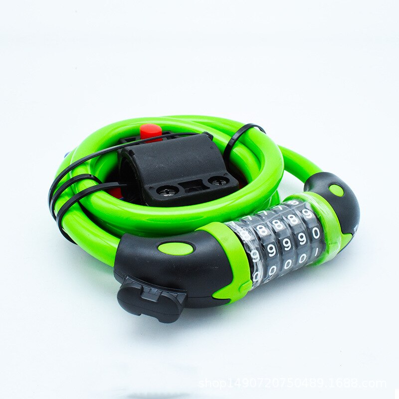 Fietsslot 5 Cijferige Code Combinatie Fiets Security Lock 1200 Mm X 12 Mm Stalen Kabel Spiraal Fietsen Fiets lock: Green