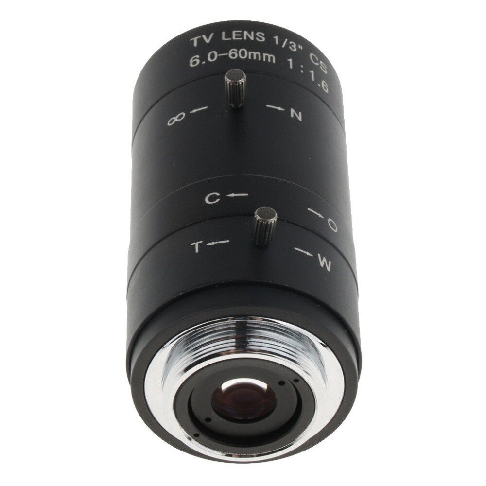 6mm-60mm 1/3" F1.6 Manual Iris Zoom Lens CS Mount for Security CCTV Camera