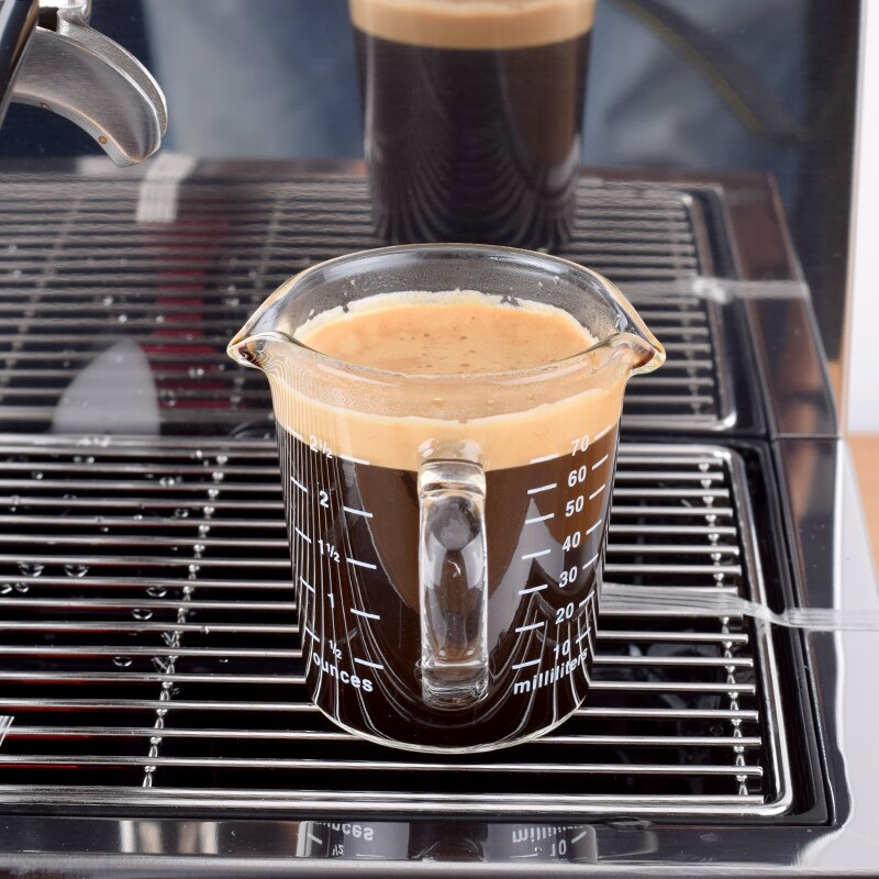 Jarra medidora de vidrio resistente al calor para café espresso taza de onzas de doble boca 70ml taza pequeña de leche