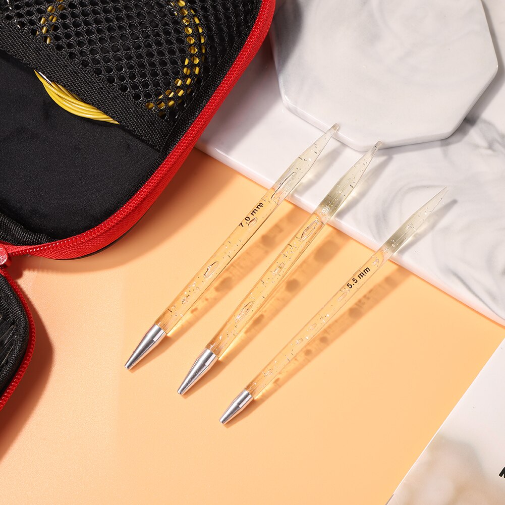 Set di ferri circolari intercambiabili, 8 cm, intercambiabili con borsa e accessori, 9 aghi da 3 a 8 mm di diametro, 4 cordoncini da 20-80 cm, set di uncinetti in alluminio (9