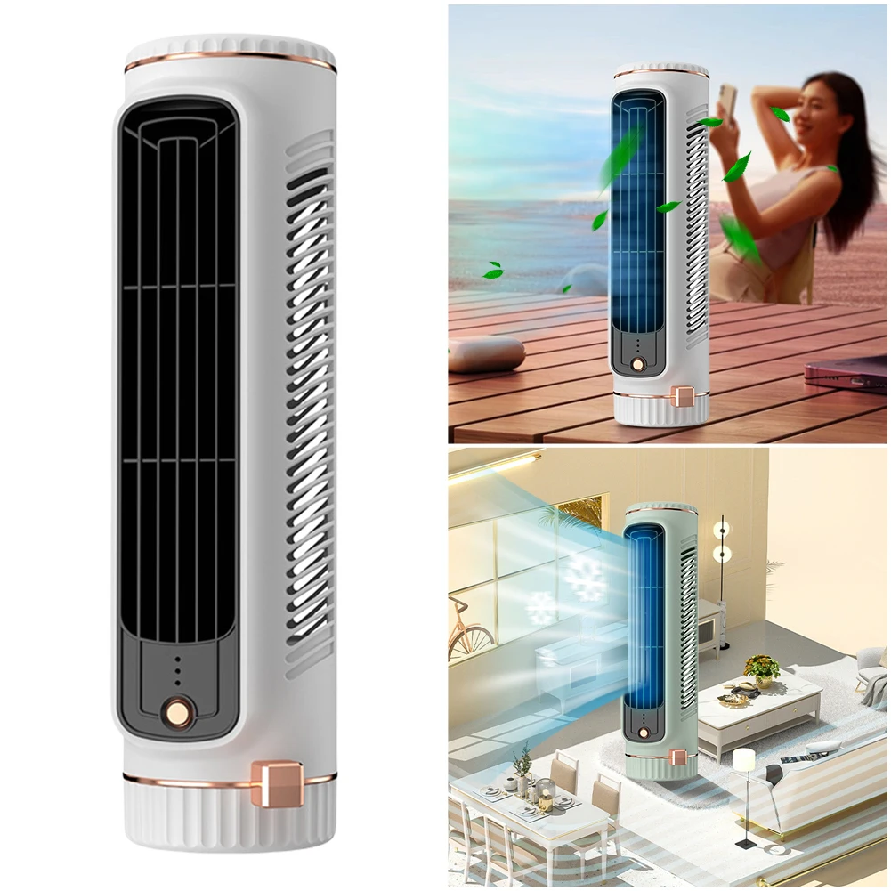 Tower Fan USB Charging Portable Air Conditioner Desktop Cooling Fan Wireless Desk Fan for Home Bedroom