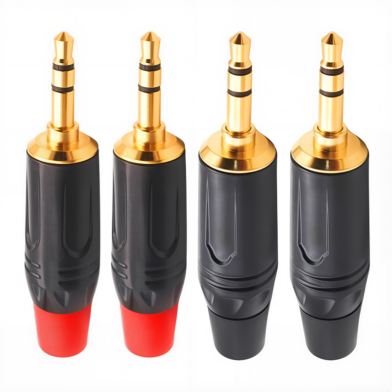 Conector de audio para auriculares de micrófono DIY chapado en oro con enchufe estéreo de 3,5 mm para conector de auriculares de 3,5 mm: Gris oscuro