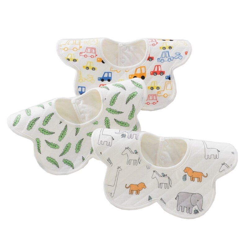 3pcs/lot Newborn Infant Baby Bids Adjustable Boys Girls Soft Breathable Cotton Animal Print Cute Feeding Bibs Baby Boy Stuff: 10