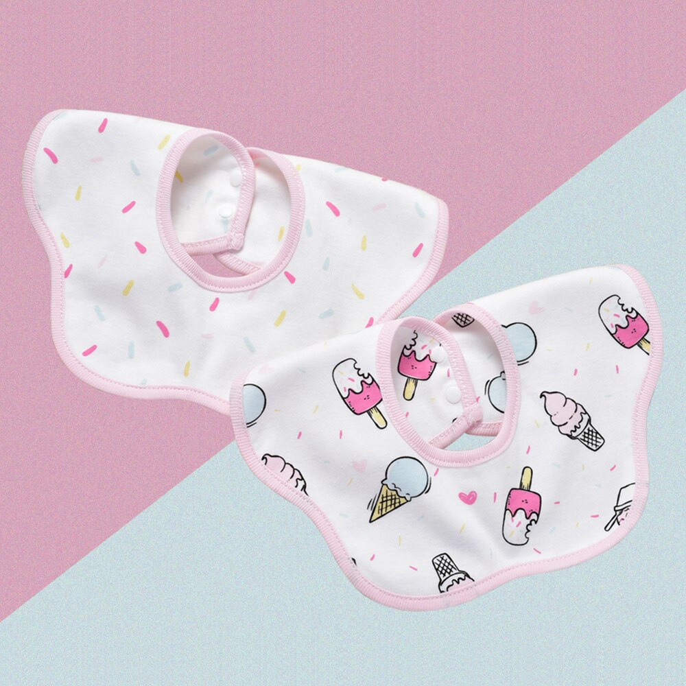 Insular Cartoon Print Baby Slabbetjes 360 Graden Draaibare Bandana Bib Waterdicht Eenvoudig Te Reinigen Speeksel Handdoeken Baby Kant Burp Doek: Ice Cream