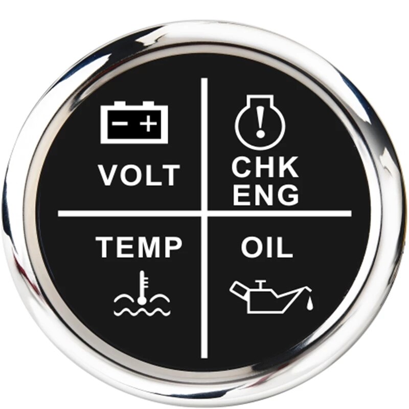Led 4 In 1 Voltmeter Olie Druk Meter Water Temp Gauge Alarm Indicator Met Check Engine Voor Auto Motor Boot