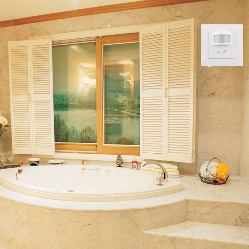 Infrared PIR Motion Sensor Switch PVC Recessed Wall Lamp Light Bulb AC 110-240V X4YD