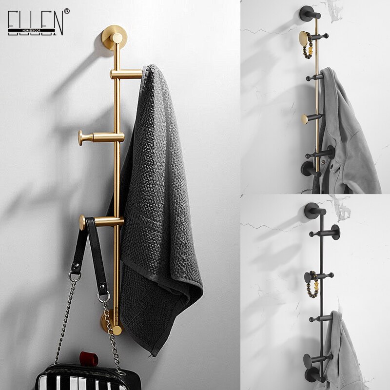 Ellen Roterende Handdoek Haak Badkamer Hardware Slaapkamer Doek Hanger Muur Kapstok Zwarte Goud Afgewerkt ELS05