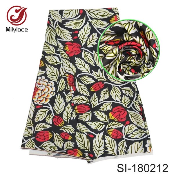 Tissu en satin de soie imprimé wax africain doux, 5 mètres par lot, pour vêtements, 20 modèles disponibles, si -180201: Si -180212
