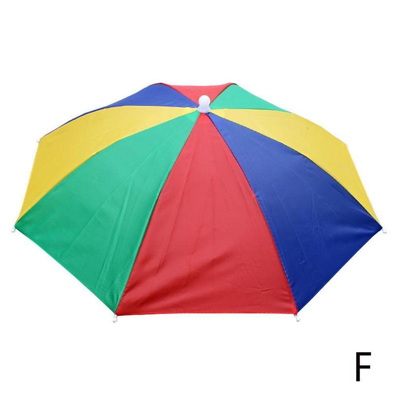 Sombrero de sombrilla de lluvia portátil, sombrilla plegable para Pesca al aire libre, Anti-UV, accesorios para la cabeza de playa, Camping y Pesca: Multicolor