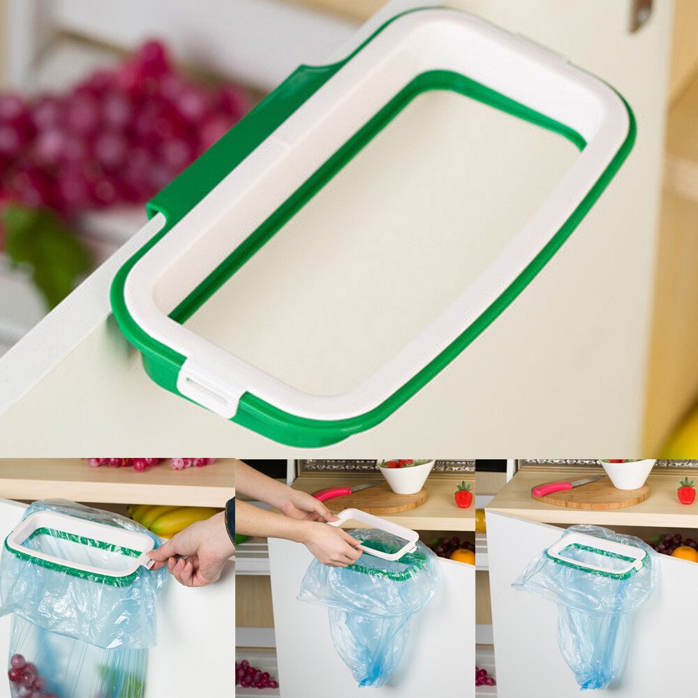 Hangable kitchen home door back cabinet trash can bracket garbage bag hanging storage rack Kitchen accessories #30: Default Title