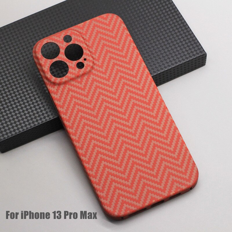 Amstar Orange-rot carbonfaser-handyhülle für iphone 13 Profi max, ultradünne linsenabdeckung aus aramidfaser, iphone 13 Profi handyhülle: Iphone 13 Profi max