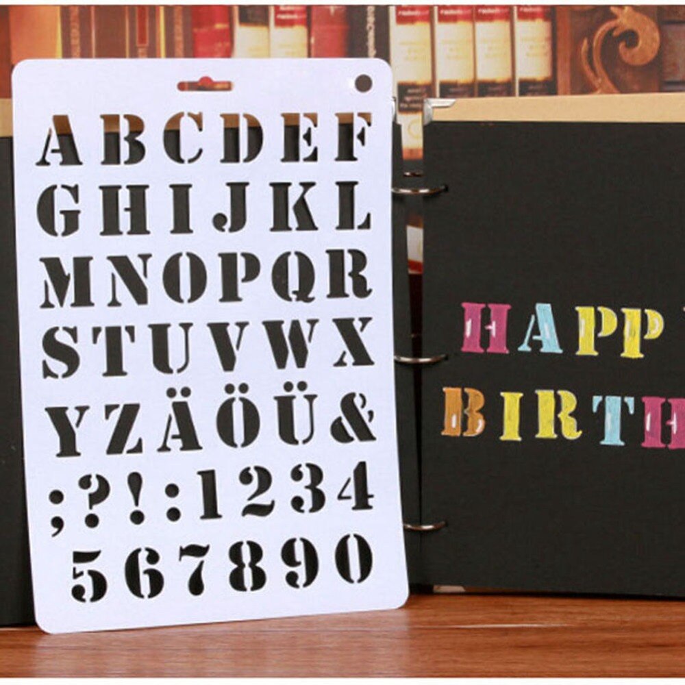 Alfabeto plantillas para letras plástico fino Número de letra pintura arte manualidad para juguetes de dibujo de bebé