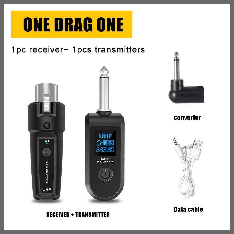 UHF XLR Adapter System Wireless Microphone Transmitter Receiver System for Dynamic Microphone Guitar Audio Mixer PA System: green