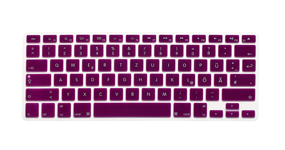 US Layout German Letters Deutsche Alphabet Keyboard Stickers for Macbook Pro 13" 15" 17"/ Macbook Air 13 Silicone keyboard Cover: Purple